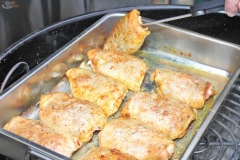 checking temperature on the chicken